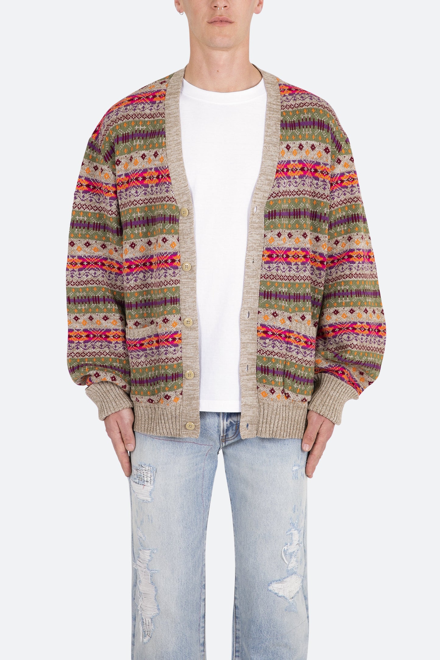 MNML Men's Fair Isle Cardigan Sweatshirts - Multi