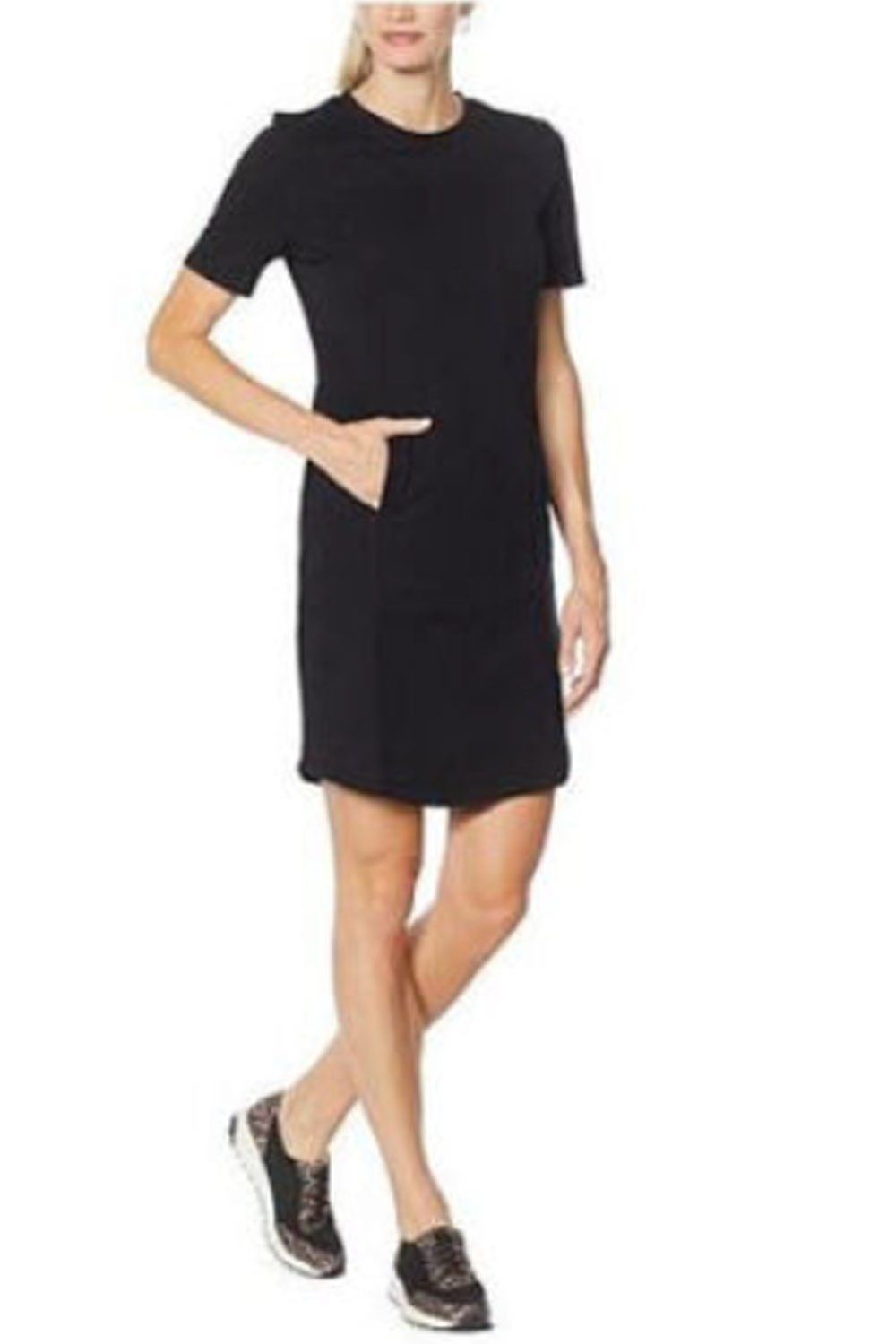 Shadow Sport Terry T-Shirt Dress Pockets(BLACK)