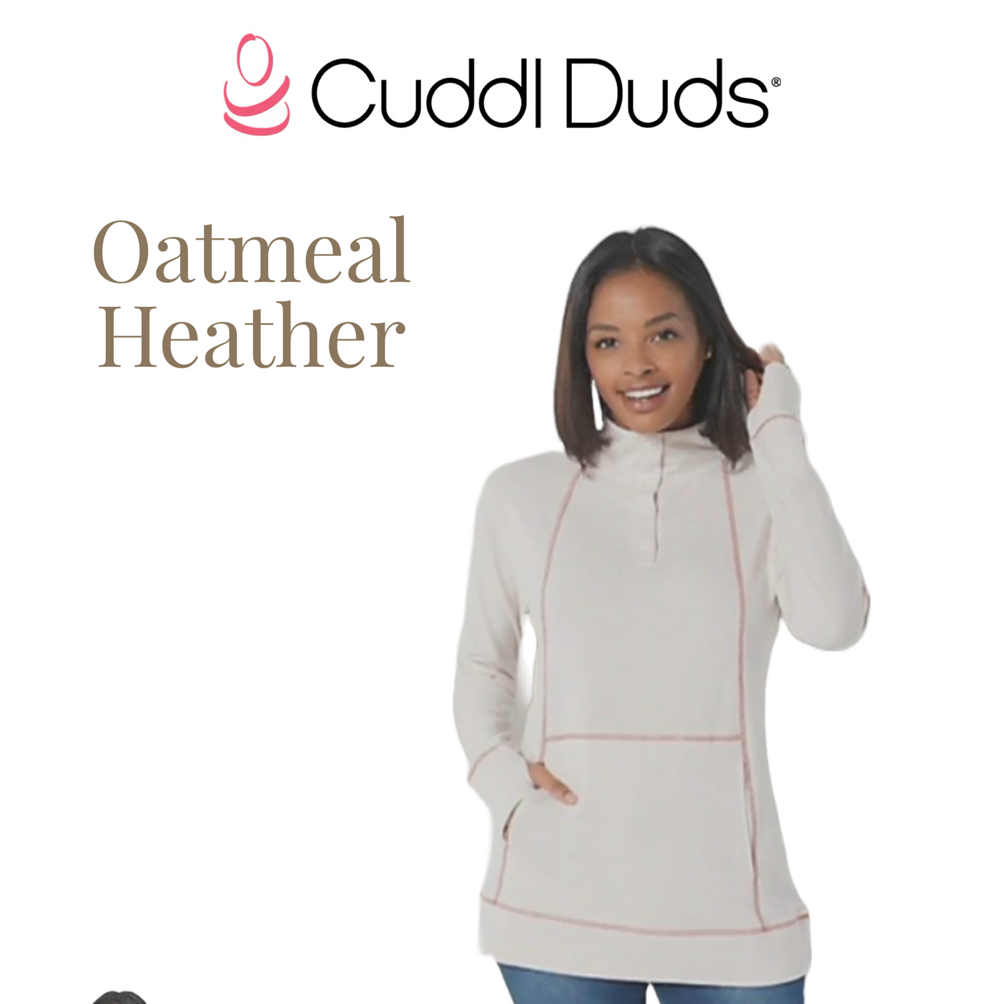 Cuddl Duds Comfortwear Mock Neck Henley Pullover