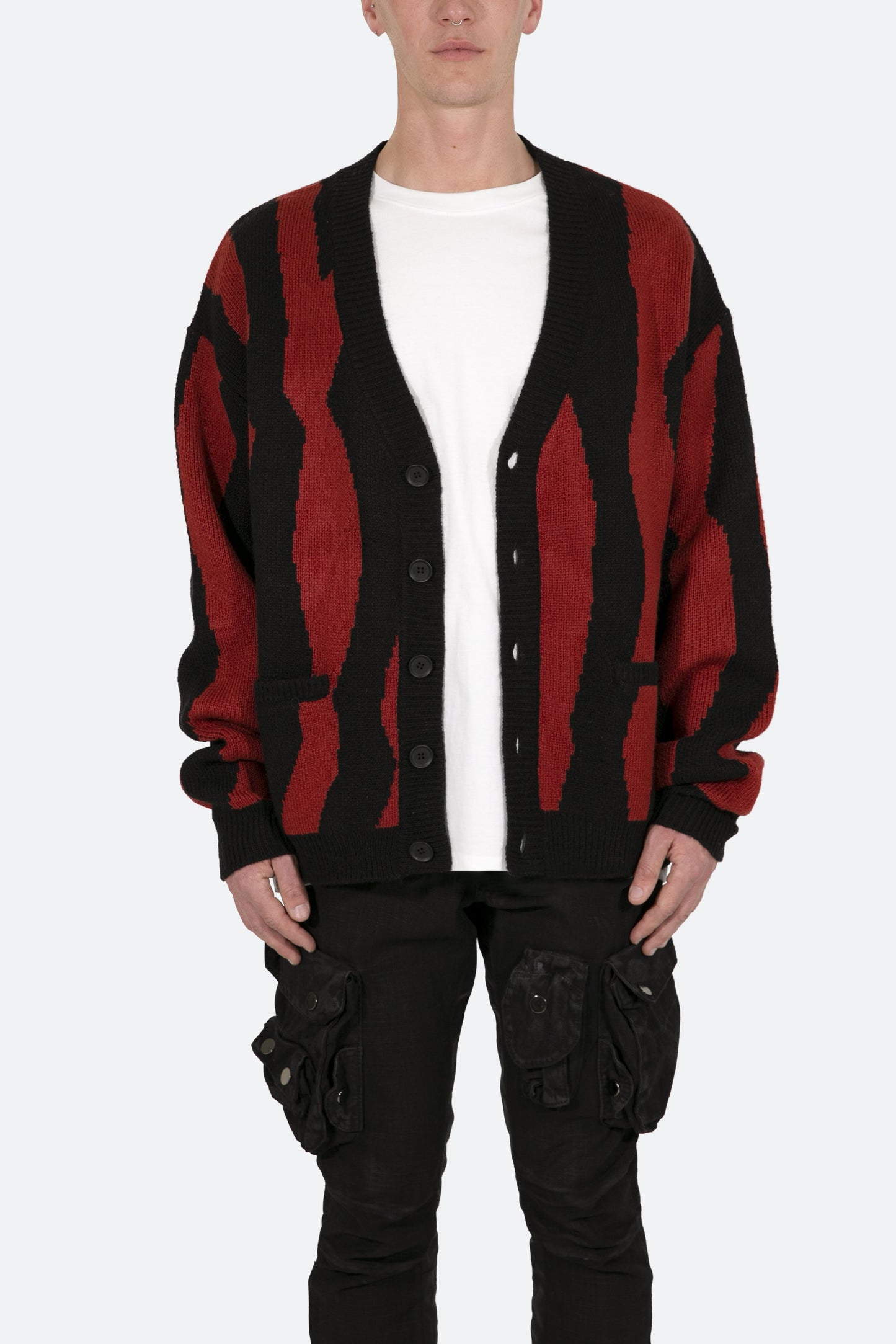 MNML Men's Zebra Cardigan - Red/Black