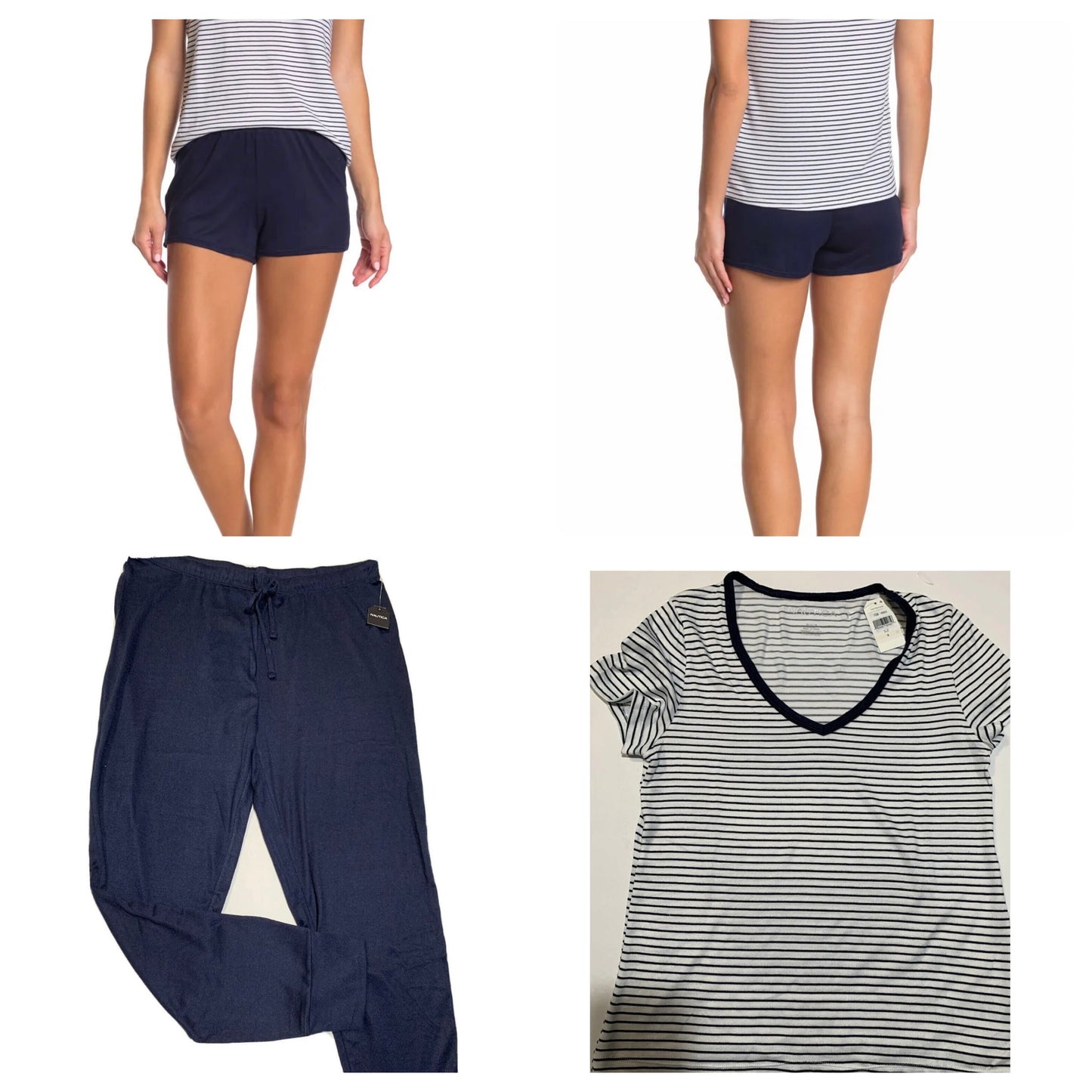 Nautica Womens 4 Piece Pajama Set Shirt, Tank Top, Short, Pant
