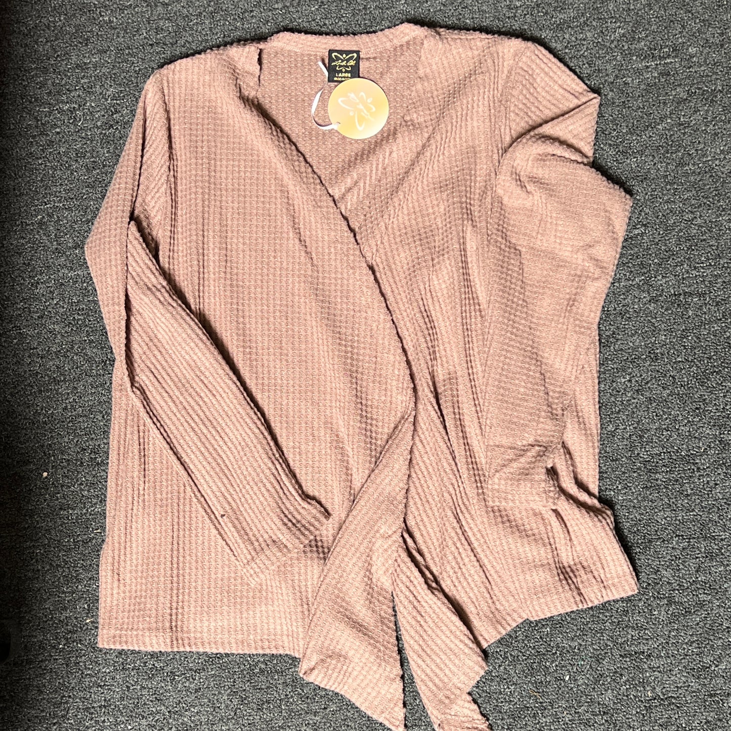 Laila Ali 3-Way Women's Light Stylish Basic Cardigan Large Ginger Snap 775515