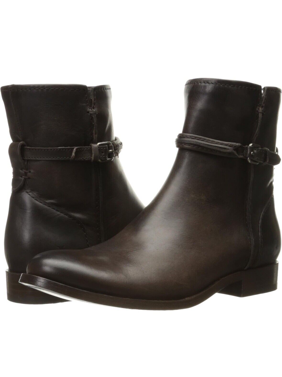 Frye Womens Melissa Seam Short Slate Leather Slim Bootie Shoe 6.5 M