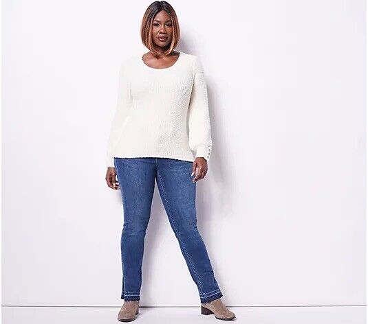Laurie Felt Cloud Button Sleeve Sweater Ivory S New