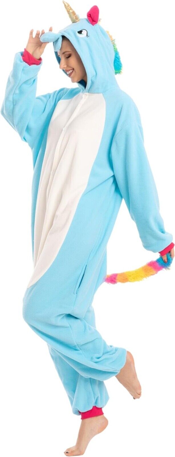 Spooktacular Creations Adult Unisex Blue Unicorn jumpsuit (S)