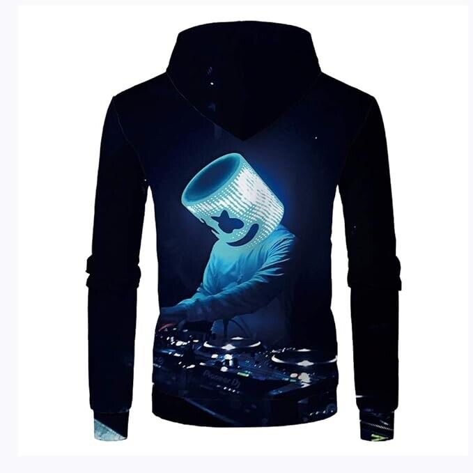 Marshmello Smile Face 3D Print Unisex Teen Polyester Tight Hoodie ( XS )