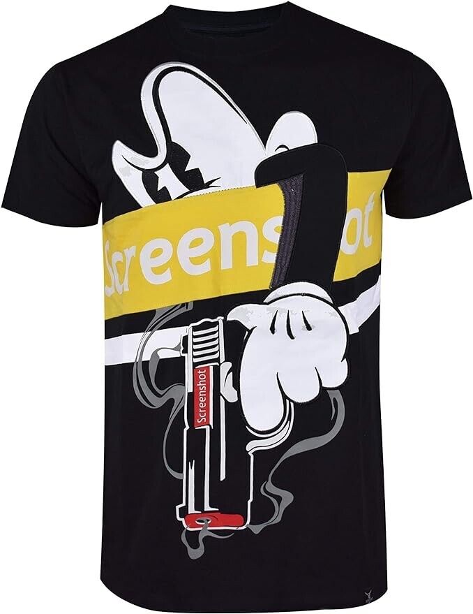 SCREENSHOTBRAND-S11908 Mens Tee Longline Street Designer Cartoon Print-Black S