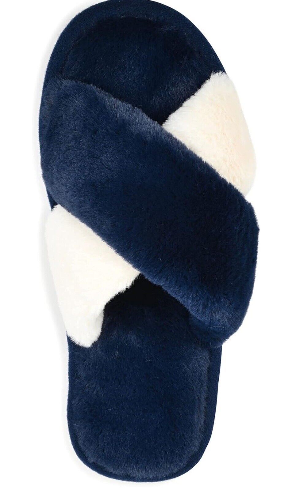 ASNY Faith Women's Cross Band Slippers Soft Plush Furry Cozy Open Toe Size 11