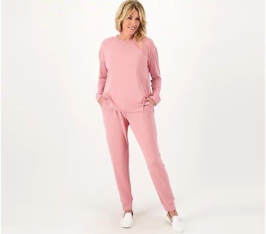 Koolaburra by UGG Women's Top Sz S Marshmallow Jersey Long-Sleeve Pink A294588