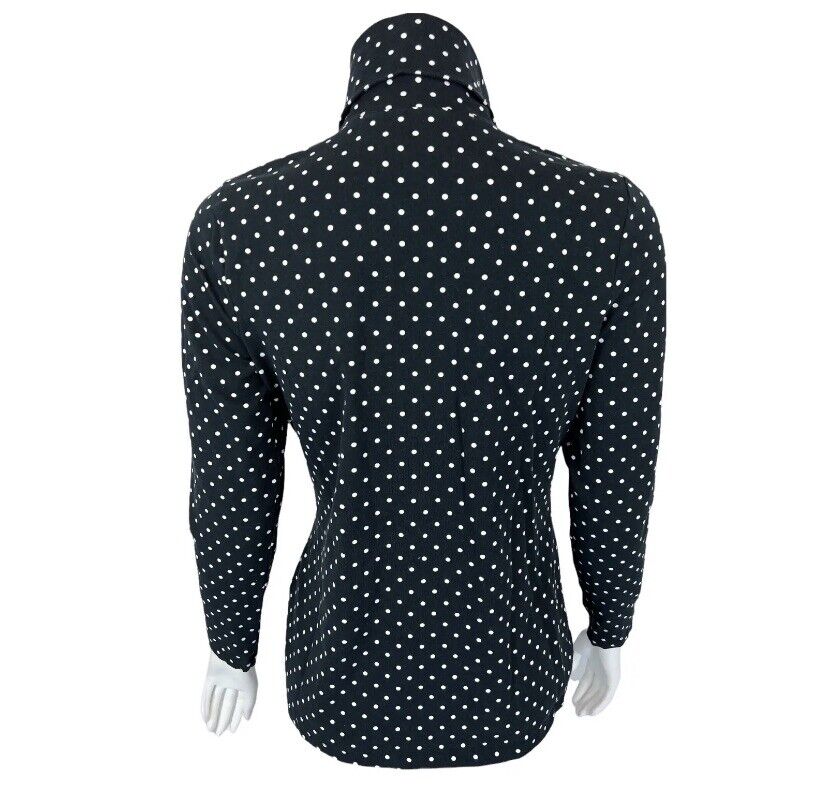 Denim& Co Printed Perfect Jersey Turtleneck Top Black Dot XL NEW A460365