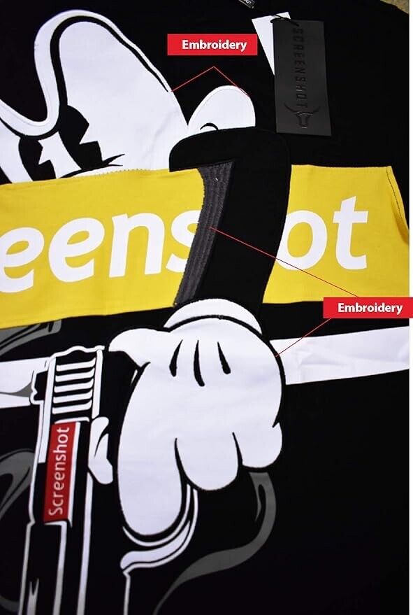 SCREENSHOTBRAND-S11908 Mens Tee Longline Street Designer Cartoon Print-Black S