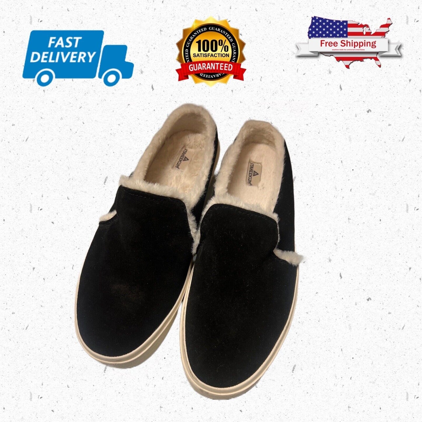 Staheekum Women's Genuine Leather Fur Suede Slip On Camp Mule Sneaker, Black 8