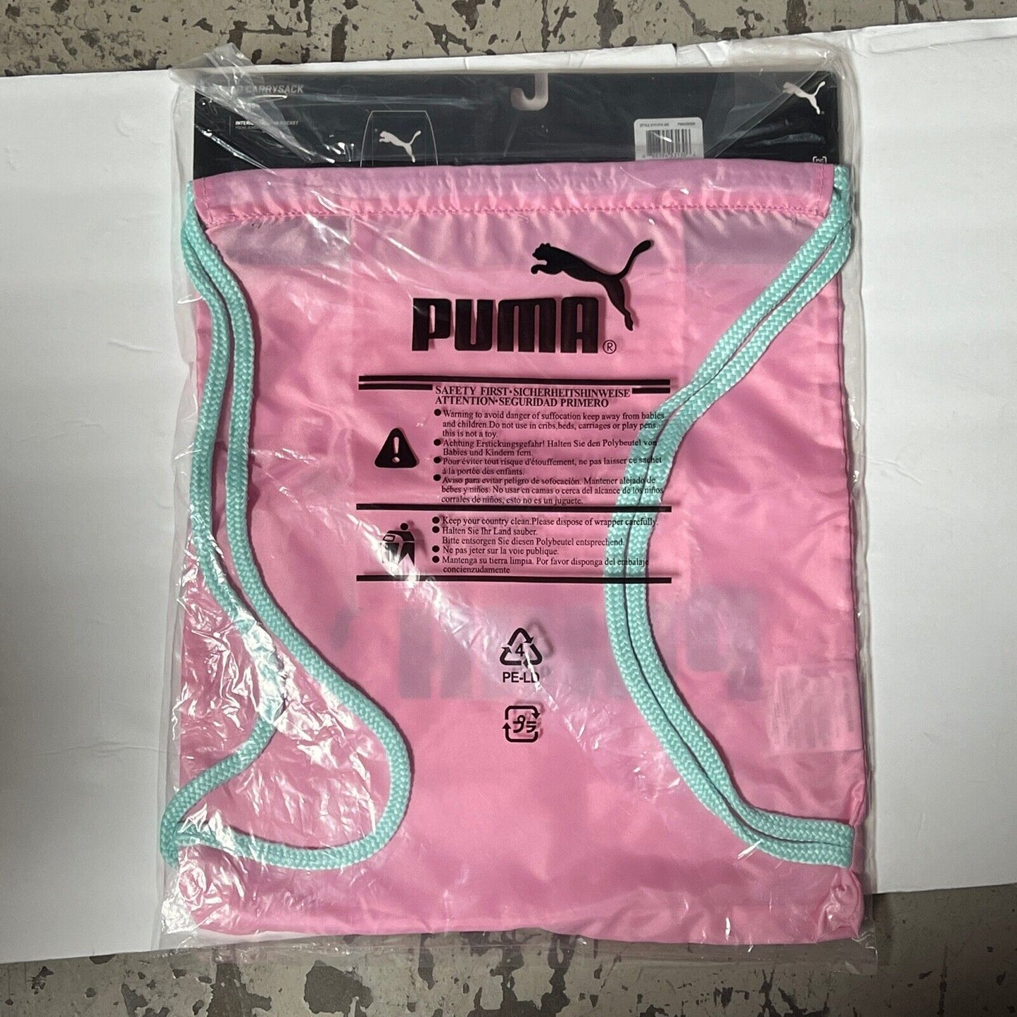 PUMA Carry Sack with Pocket, Drawstring Backpack, School, Soccer Tote, Sport Bag