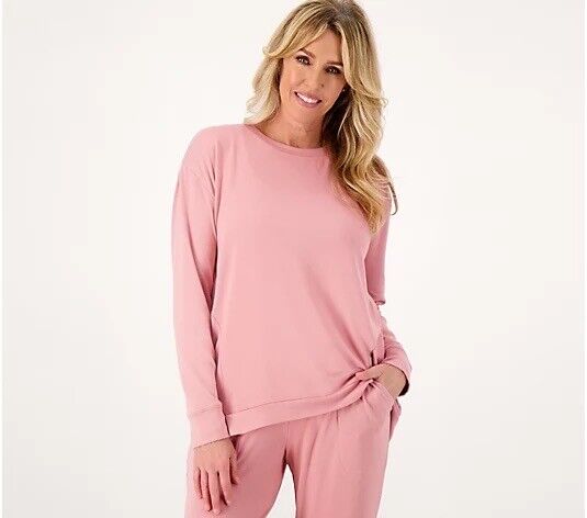 Koolaburra by UGG Women's Top Sz S Marshmallow Jersey Long-Sleeve Pink A294588