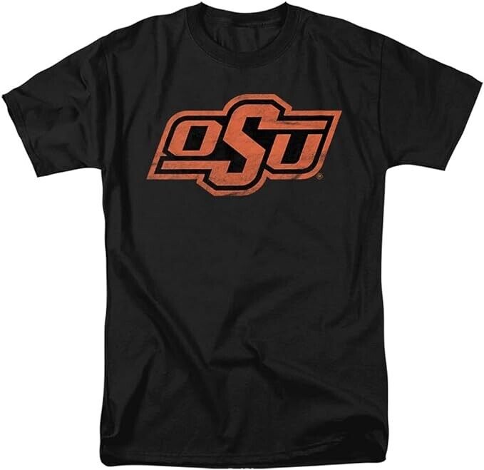Oklahoma State University Official Distressed Primary Unisex T-Shirt, (Black, L)