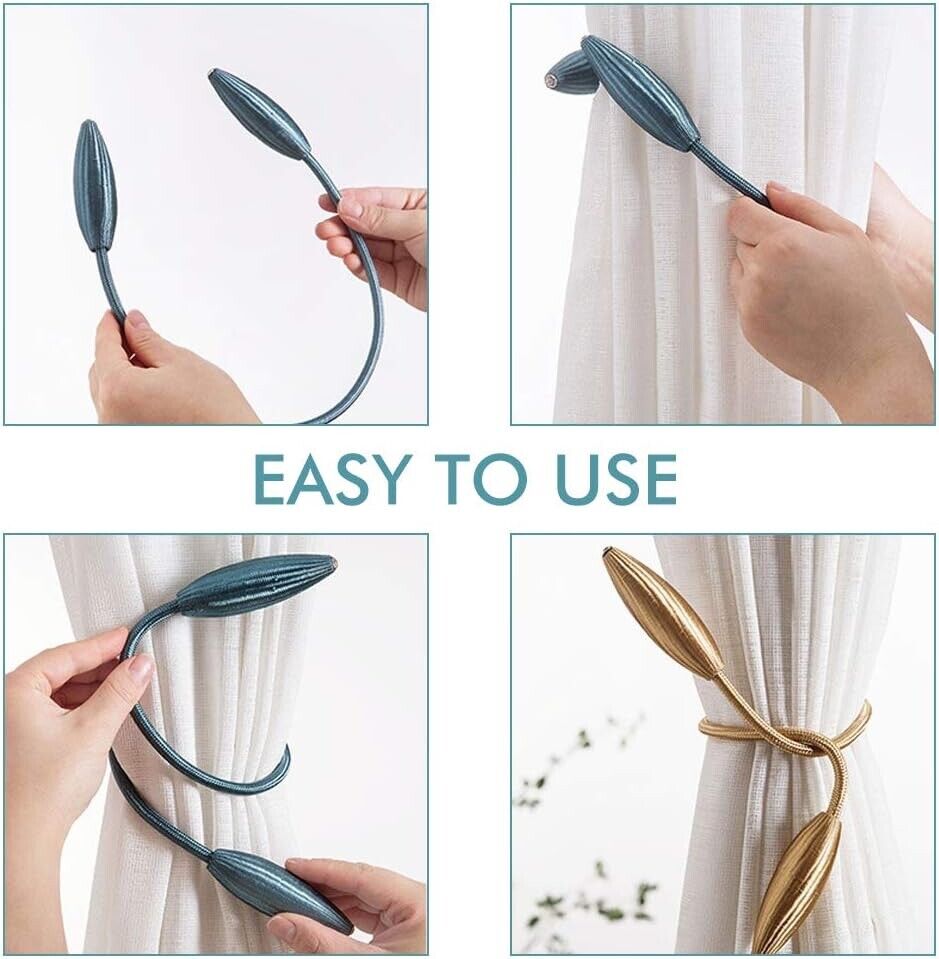 Curtain Tiebacks, 4 Pack Decorative Curtain Holdbacks, 21 Inch , Gold