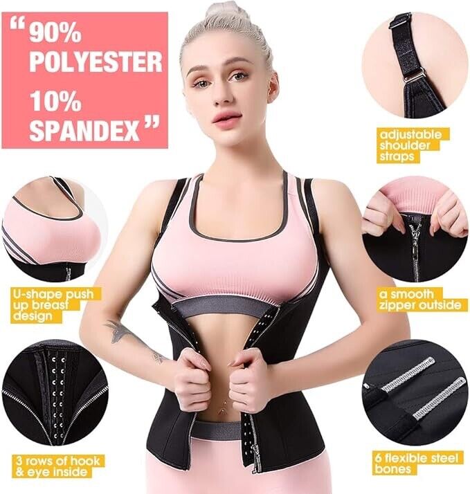 ASHLONE Waist Trainer Waist Cincher for Women Body Shaper Vest,Adjustable,(2XL)