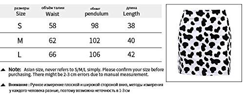 TOPVEST Women's Summer High Waist Kpop Skirt Cow Print Casual A Line , Size : M