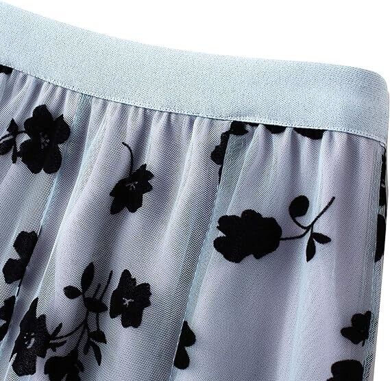 Nyaon Womens Tutu Tulle Skirts Elastic High Waist Floral, (Blue,one size)