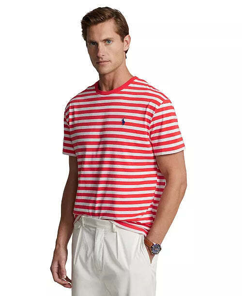 Polo Ralph Lauren Men's Classic-Fit Striped Jersey T-Shirt- Red Multi