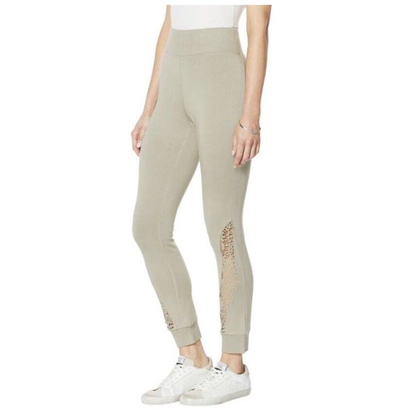 DG2 by Diane Gilman DG Downtime Lace Inset Slim Jogger Pant (Sage, L) 739815