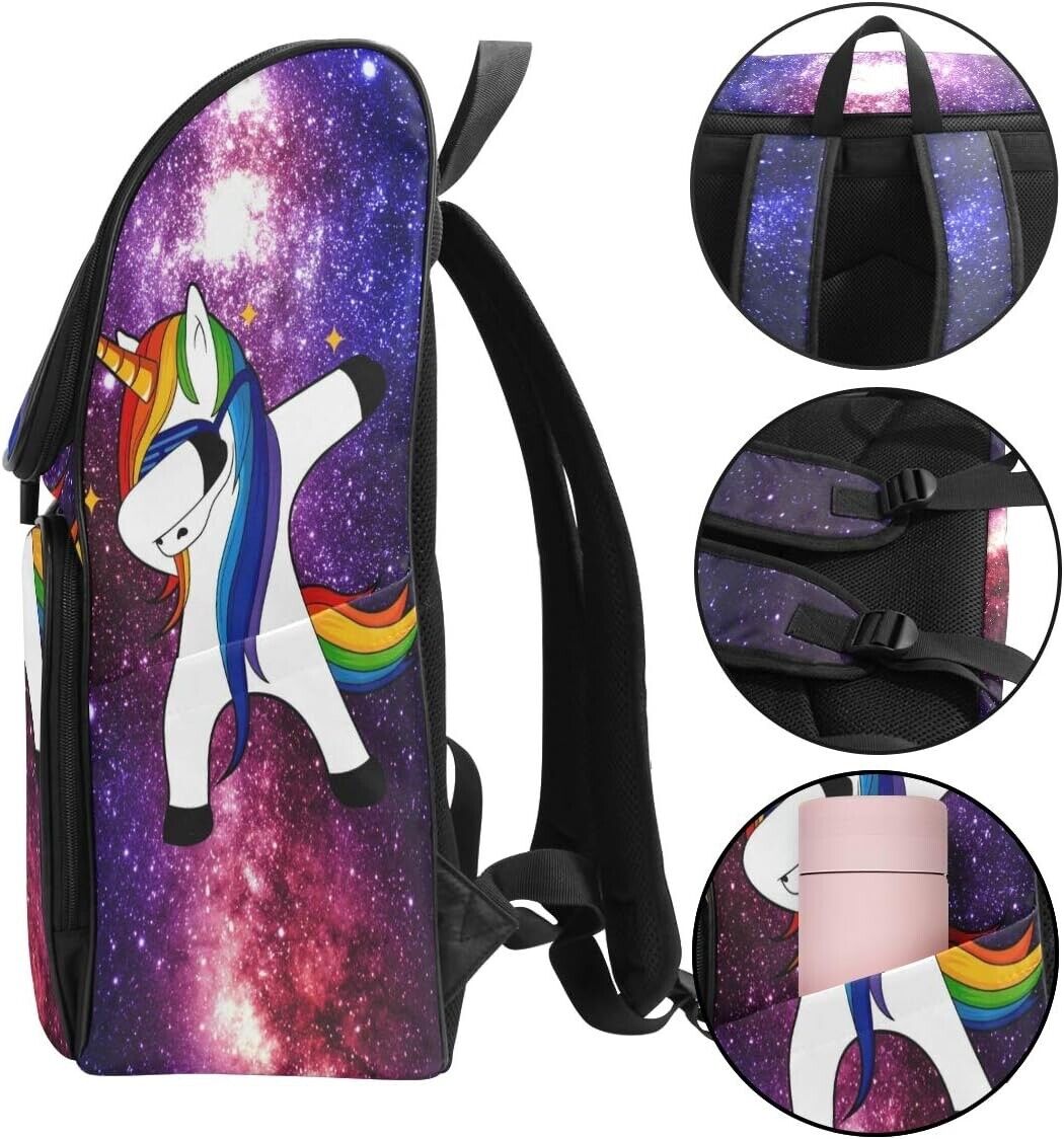 ZZKKO Animal Unicorn Space Galaxy Backpacks College Book Laptop Bag Camping