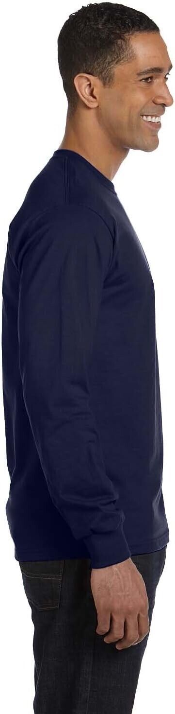Hanes Adult Beefy-T Long-Sleeve ( NAVY , L )