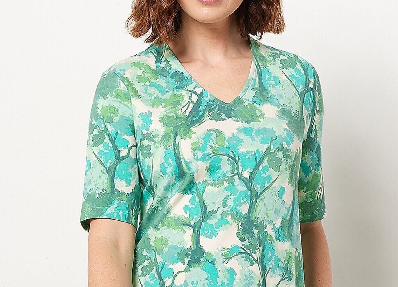 Isaac Mizrahi Live! V-Neck Swing Dress w Elbow Sleeves Green, Tall XS) A484513