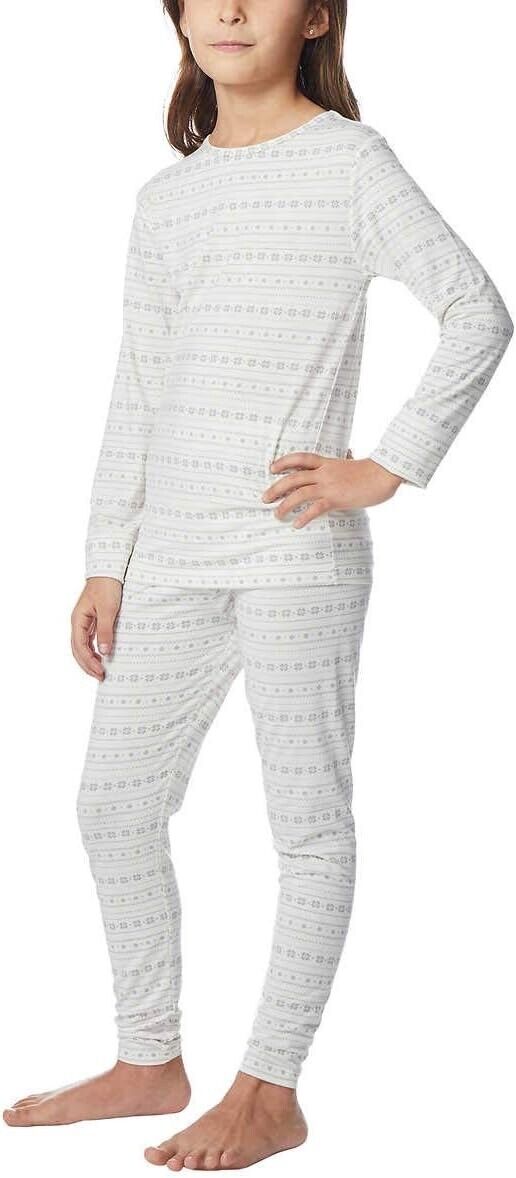 32 Degrees Heat Kids Long Sleeve Crew Neck&Legging Set (Diamond Snow - M- 8/10)