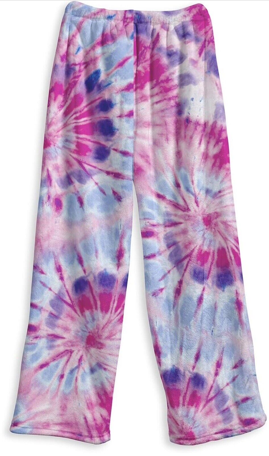 Super Soft Fuzzy Kids Sized Plush Lounge Pants (Tie Dye Pink Razzy, Kids 14-16
