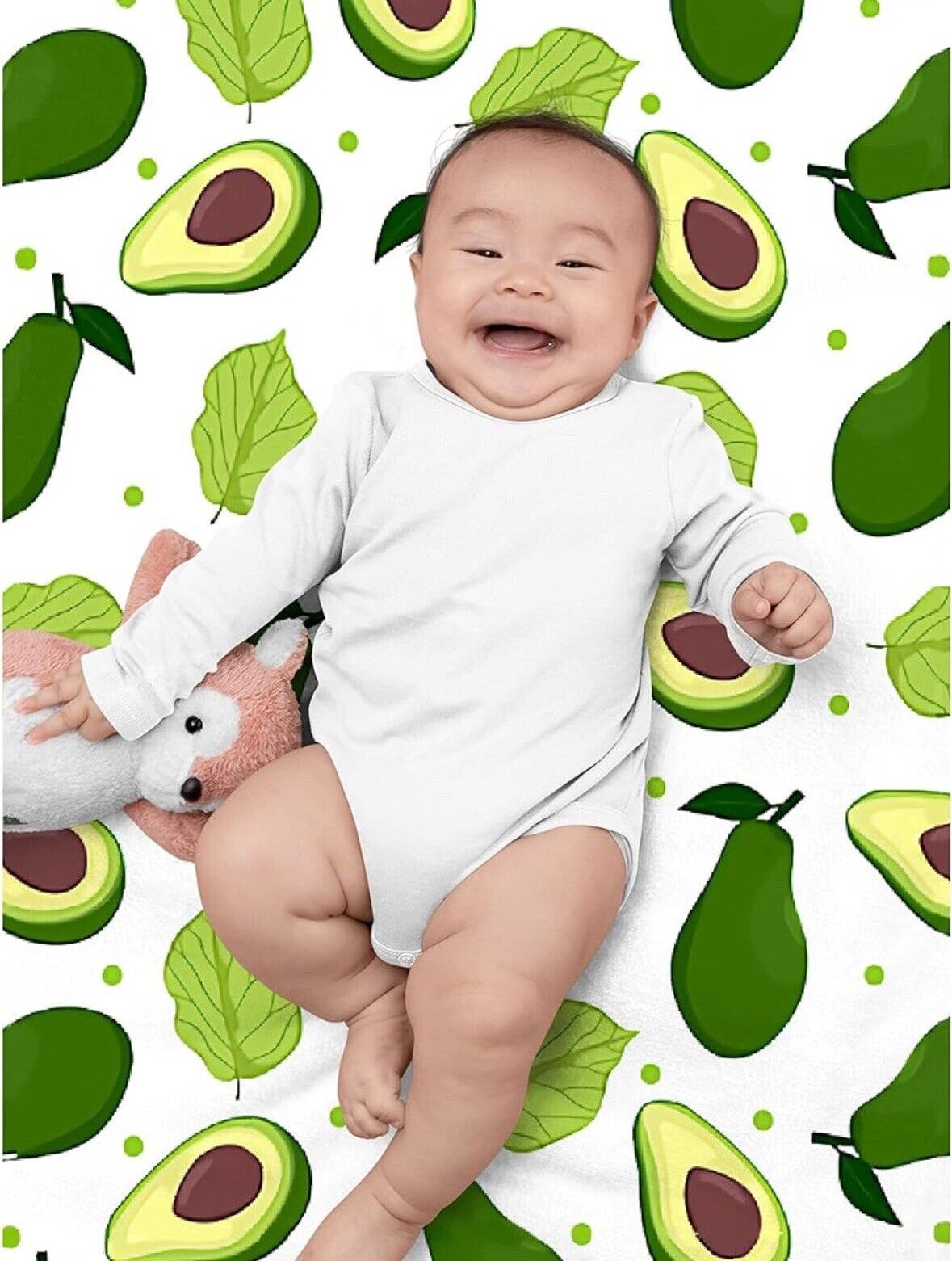 Qutown Fruit Avocado Cartoon Blanket Throw Soft Lightweight Warm Cozy 50”x40”