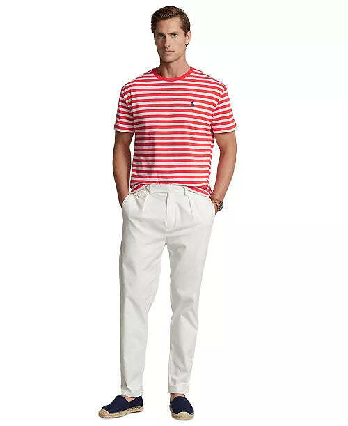 Polo Ralph Lauren Men's Classic-Fit Striped Jersey T-Shirt- Red Multi