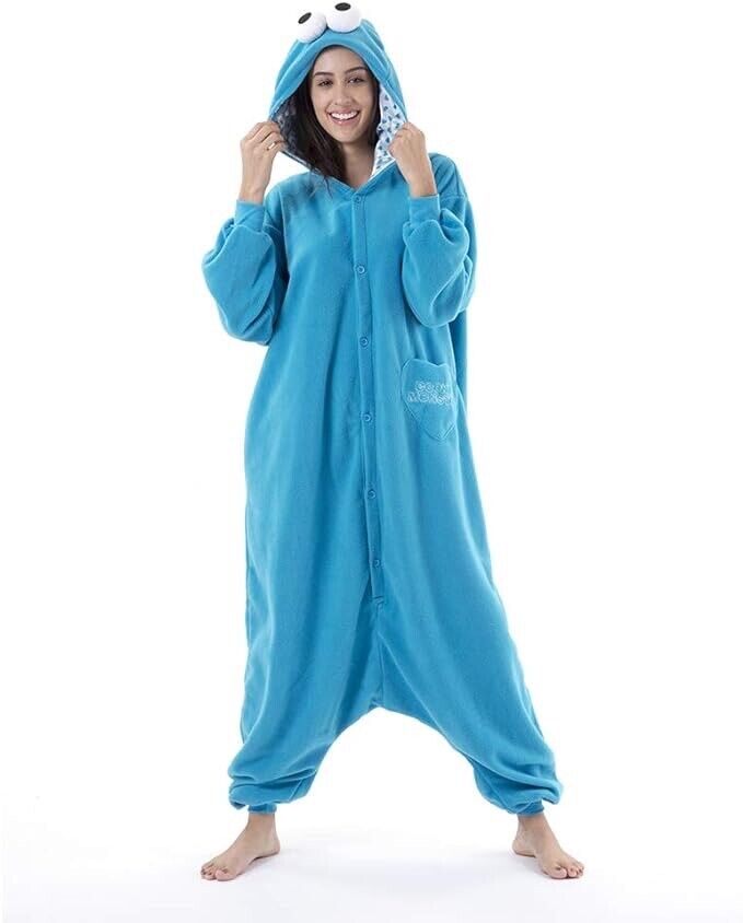 Beauty Shine Unisex Adult Animal Blue Sesame Costume Plush Pajamas Size M /Color Blue