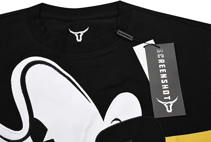 SCREENSHOTBRAND-S11908 Mens Tee Longline Street Designer Cartoon Print-Black S