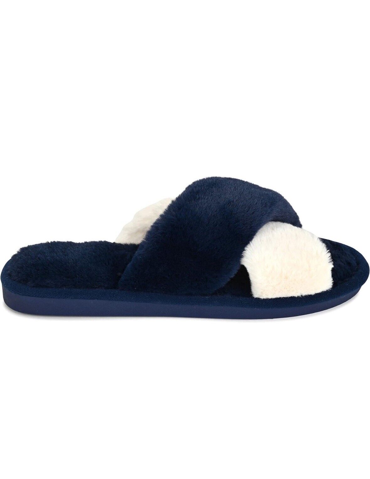 ASNY Faith Women's Cross Band Slippers Soft Plush Furry Cozy Open Toe Size 11