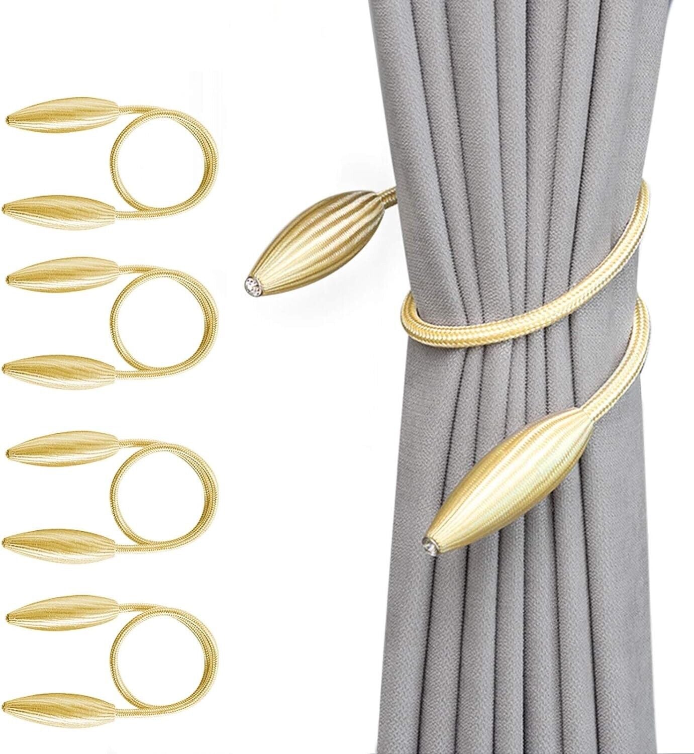 Curtain Tiebacks, 4 Pack Decorative Curtain Holdbacks, 21 Inch , Gold