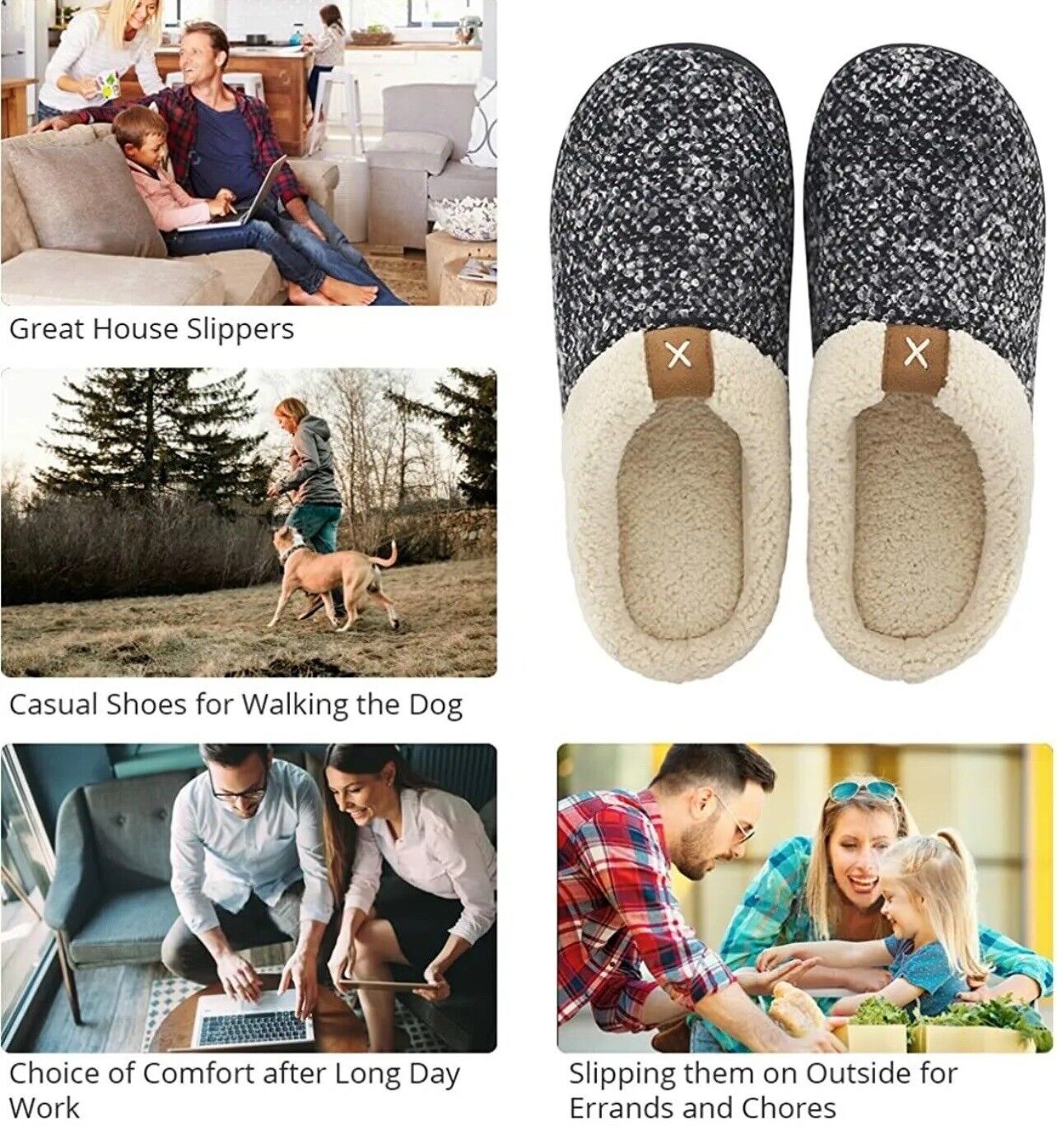 ULTRAIDEAS Women's Cozy Memory Foam Slippers Fuzzy Wool-Like Plush Size XL 11-12