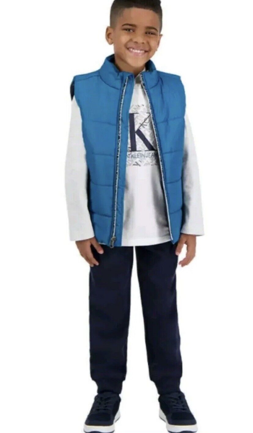 Calvin Klein Boy's Kids' 3-piece Vest Set Blue Size 2T.