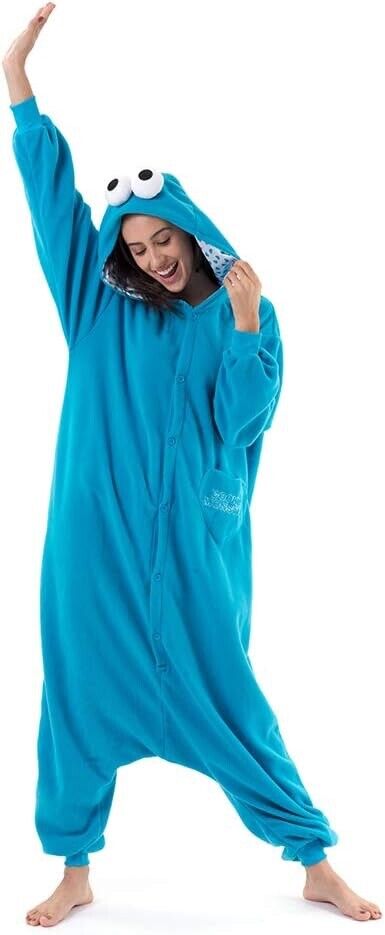 Beauty Shine Unisex Adult Animal Blue Sesame Costume Plush Pajamas Size M /Color Blue