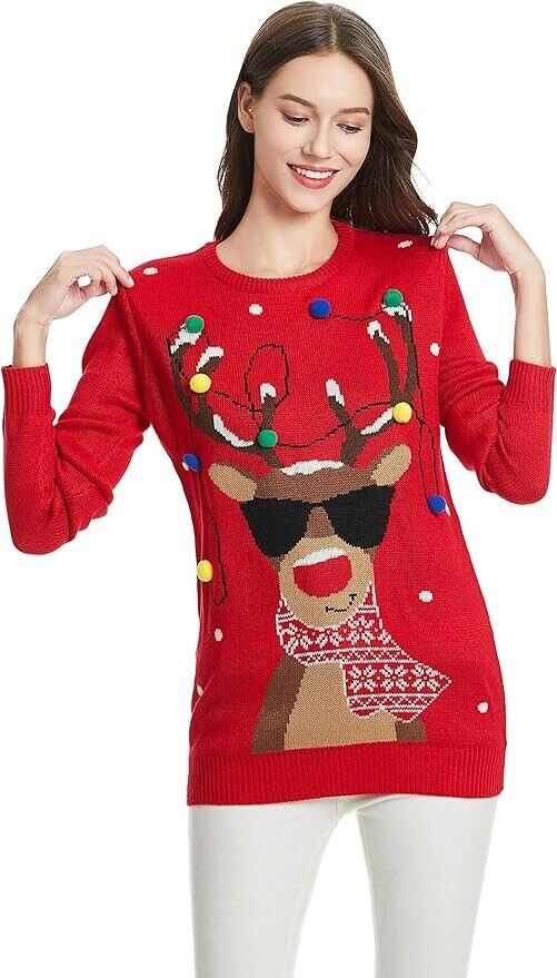 *daisysboutique* Women's Christmas Reindeer Rudolph Girl Sweater Holiday ( XXL )