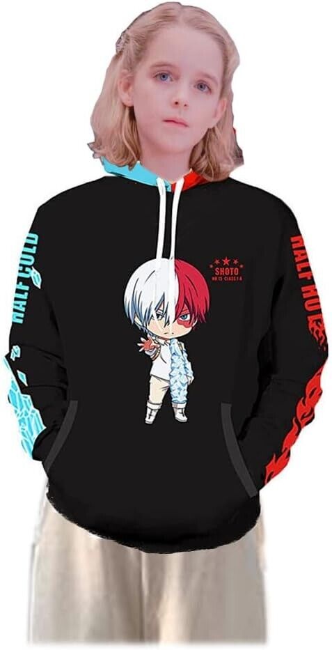 GYFZ 3D Anime My Hero Academy, zuku Midoriya Hoodie Cosplay (Black, XS), X-Small