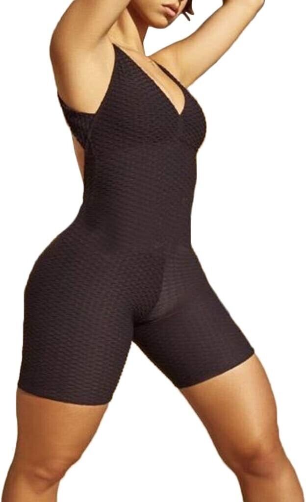 Sumtory Workout Jumpsuits for Women Bodysuit Sleeveless Backless (Black-XL)