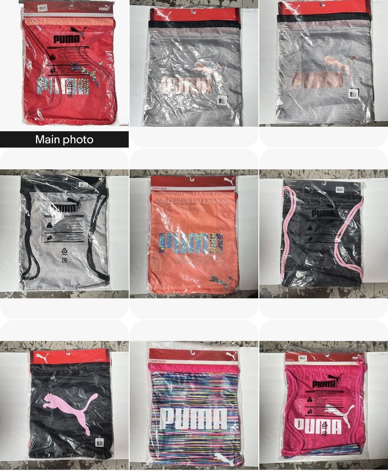 PUMA Carry Sack with Pocket, Drawstring Backpack, School, Soccer Tote, Sport Bag