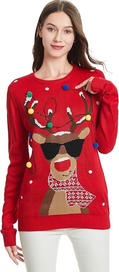 *daisysboutique* Women's Christmas Reindeer Rudolph Girl Sweater Holiday ( XXL )