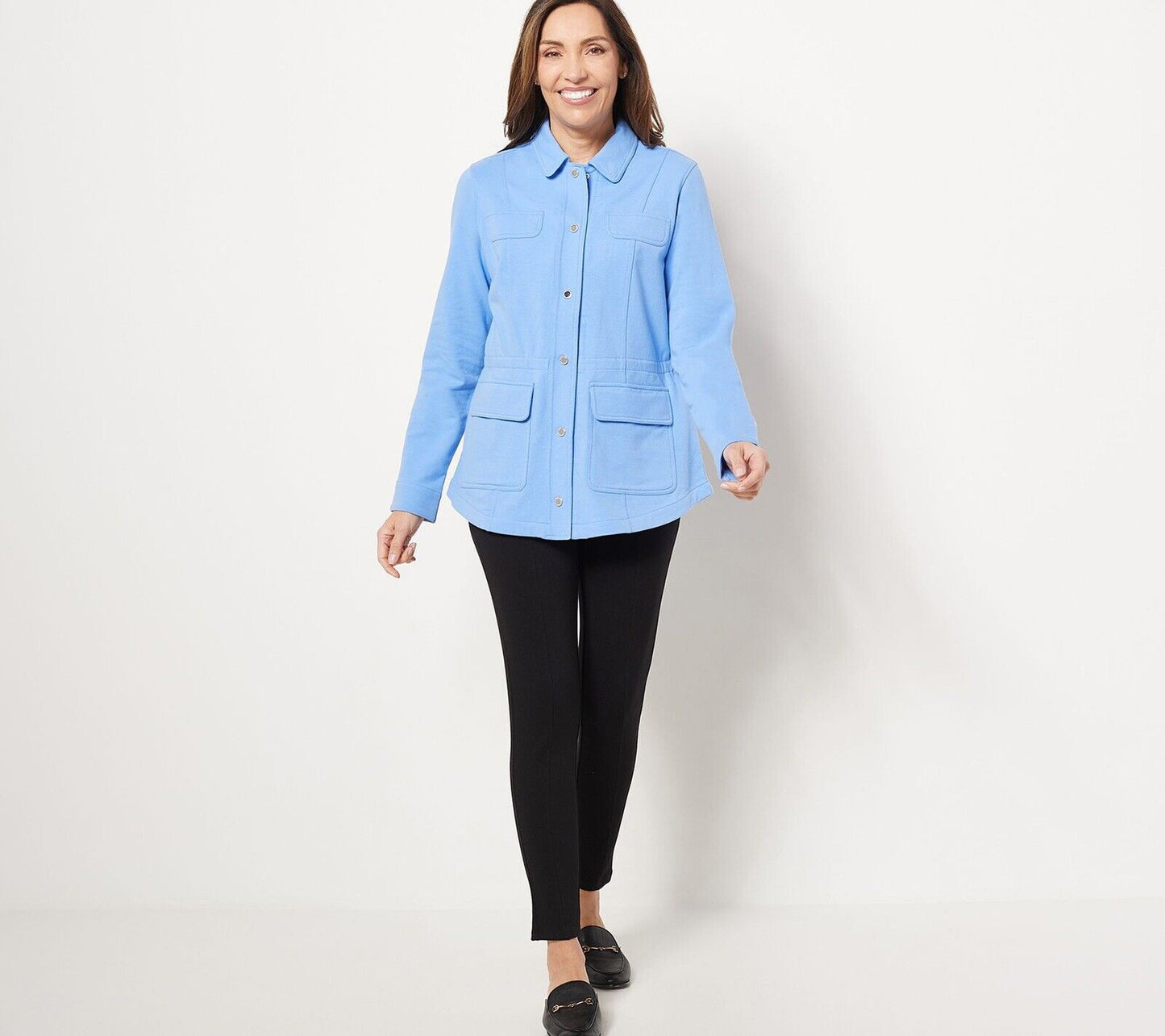 Isaac Mizrahi Live! French Terry Jacket (Blue, S) A475583