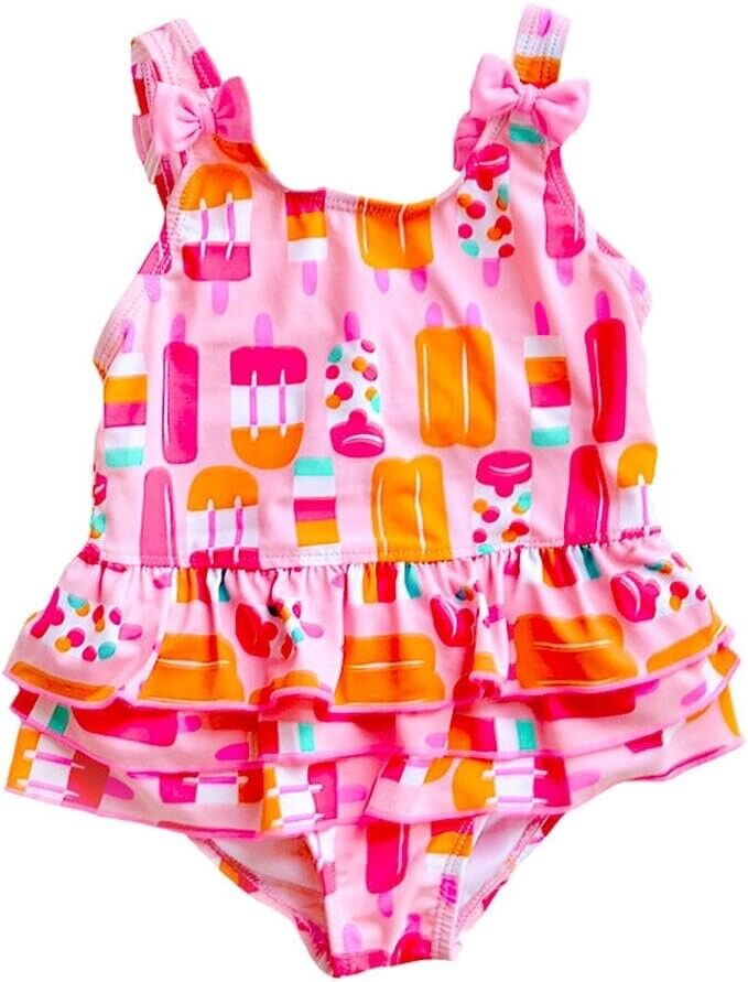 Toddler Baby Girls One Piece Ice Cream Pink Cute Swimsuit ( Size : 130 )