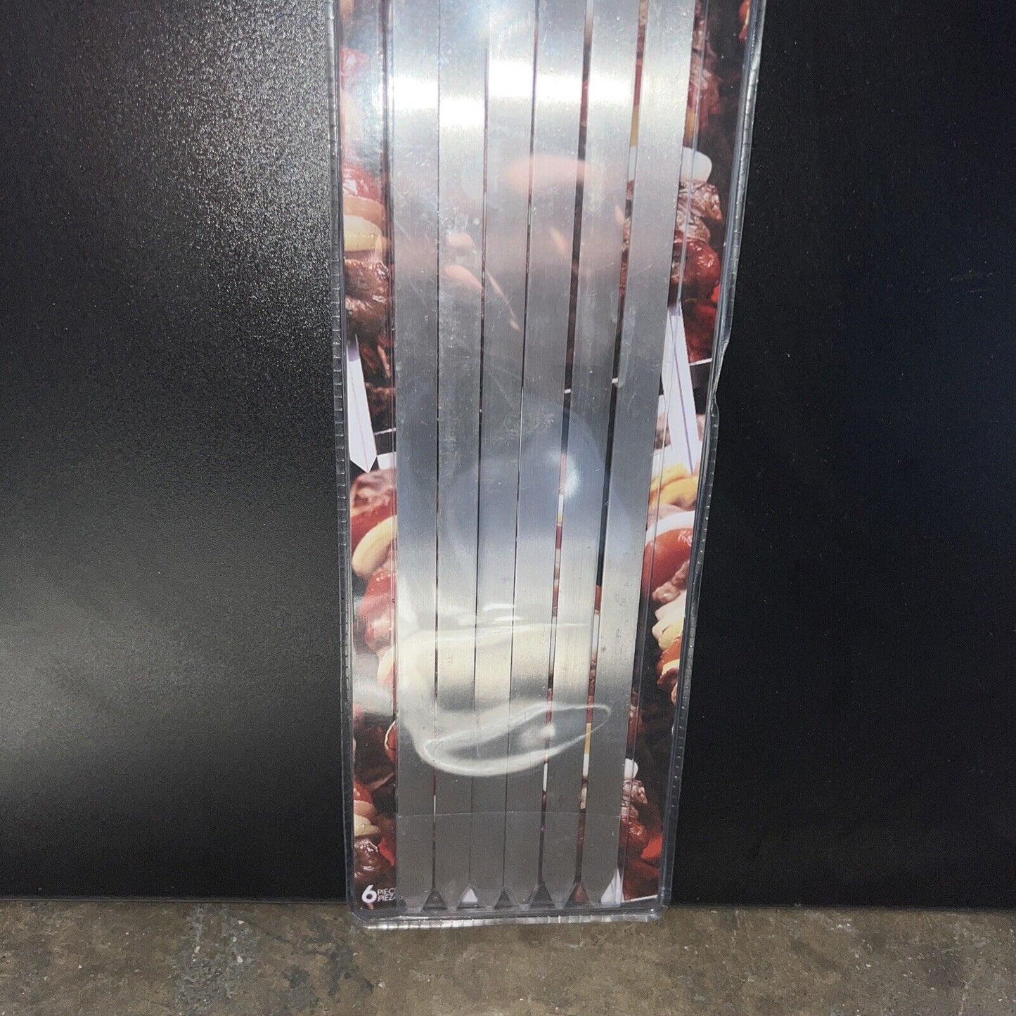 ALPINE CUISINE Stainless steel BBQ Skewers with wood handle set of 6 23" X 0.5"