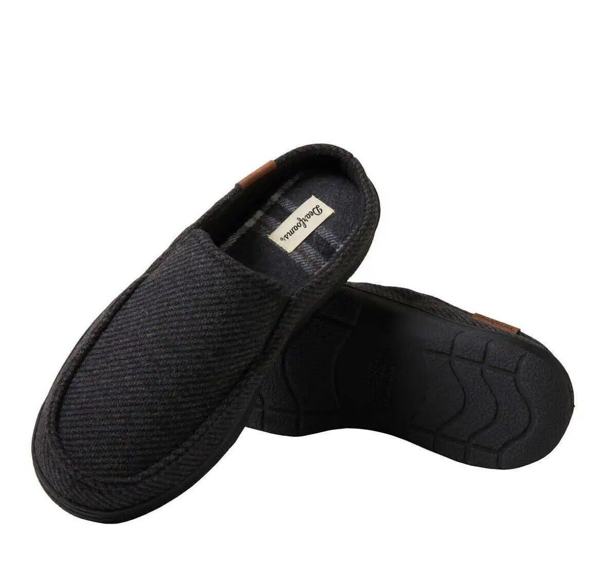 Dearfoams Men's Clog Style Memory Foam Slippers Wool Blend