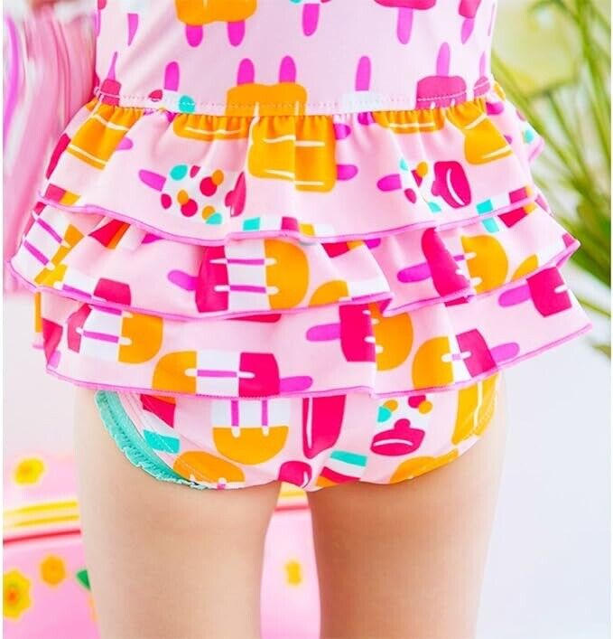 Toddler Baby Girls One Piece Ice Cream Pink Cute Swimsuit ( Size : 130 )