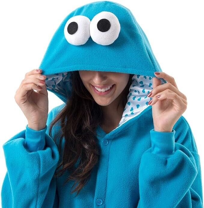 Beauty Shine Unisex Adult Animal Blue Sesame Costume Plush Pajamas Size M /Color Blue
